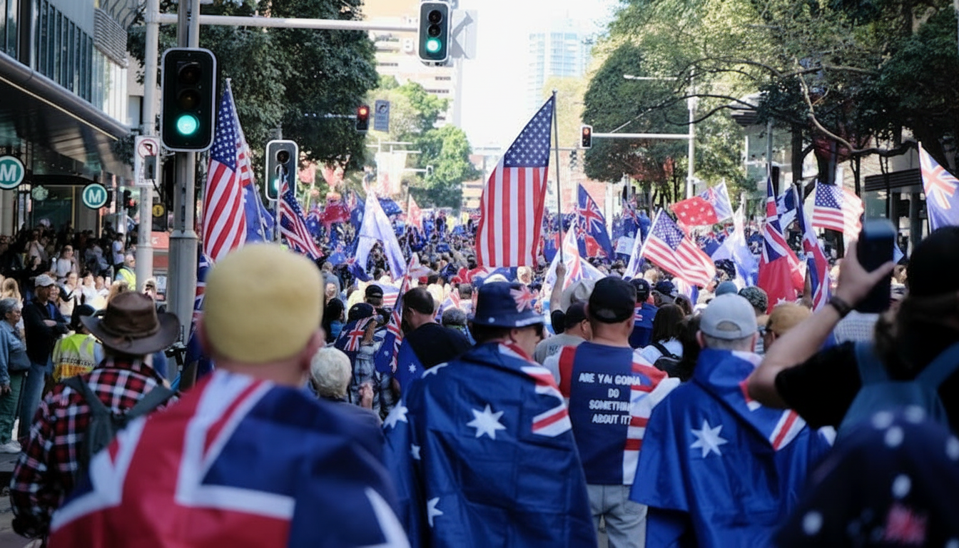 Big Crowds Walk Together in Australia